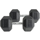 55 LB Rubber Hex Dumbbells