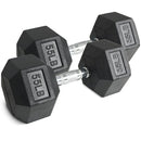 55 LB Rubber Hex Dumbbells