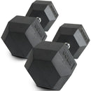 60 LB Rubber Hex Dumbbells