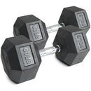 60 LB Rubber Hex Dumbbells