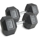 75 LB Rubber Hex Dumbbells