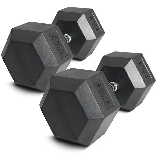 90 LB Rubber Hex Dumbbells