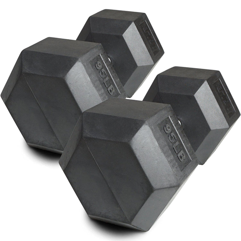 95 LB Rubber Hex Dumbbells