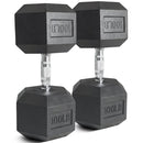 100 LB Rubber Hex Dumbbells