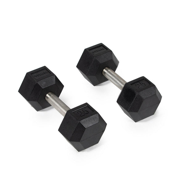 Scratch and Dent - 25 LB Straight Stainless Steel Hex Dumbbells - FINAL SALE