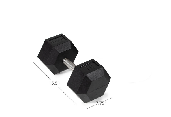 Scratch and Dent - Single 70 lb Black Rubber Coated Hex Dumbbell - FINAL SALE