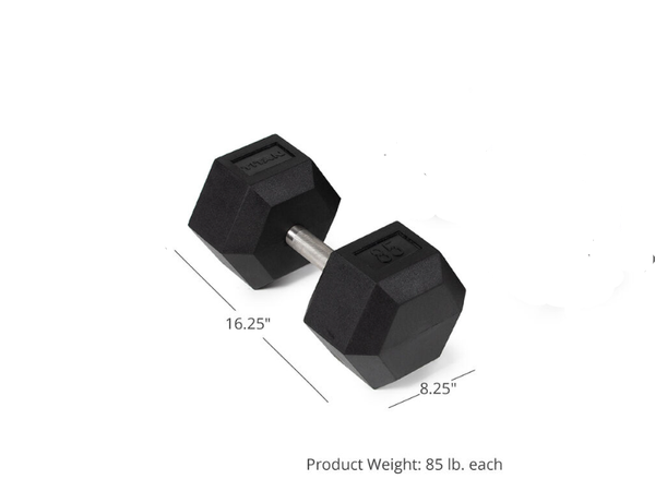 Scratch and Dent - 85 LB Straight Stainless Steel Hex Dumbbell - Single - FINAL SALE