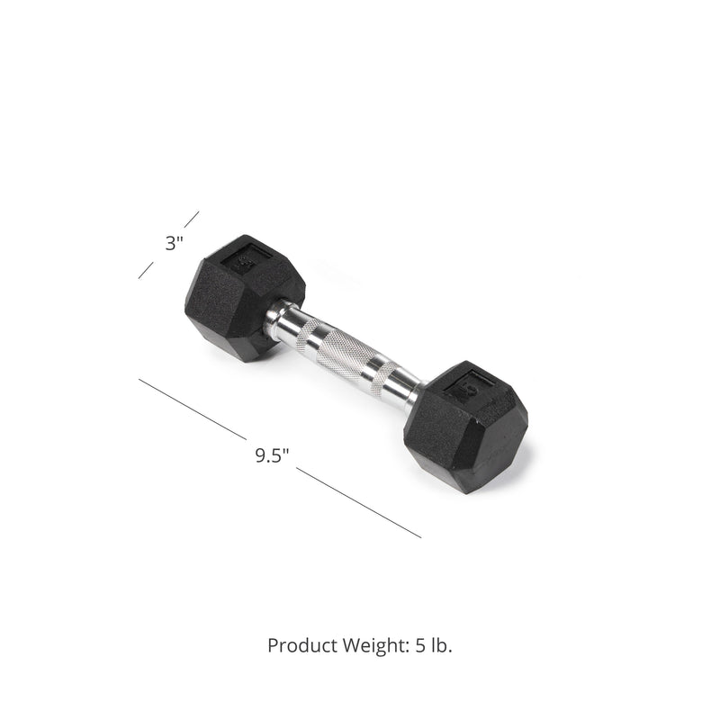 Scratch and Dent - 5 LB Rubber Hex Dumbbells - FINAL SALE