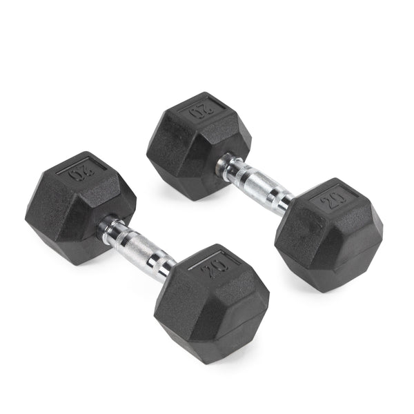 SCRATCH AND DENT - 20 LB Rubber Hex Dumbbells - FINAL SALE