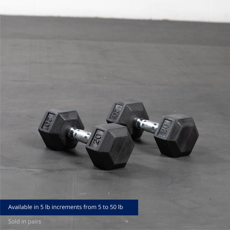 Scratch and Dent - 20 LB Rubber Hex Dumbbells - FINAL SALE