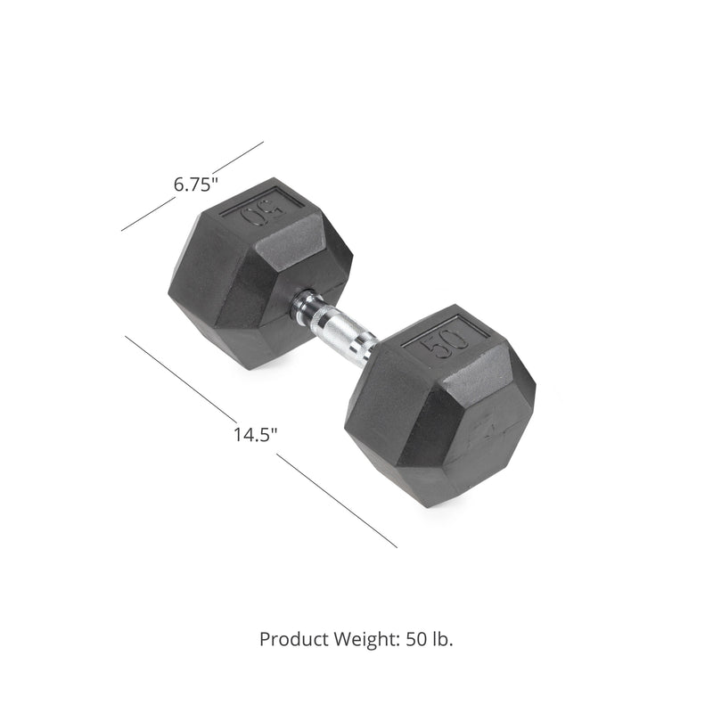 SCRATCH AND DENT - 50 LB Rubber Hex Dumbbell - Single - FINAL SALE