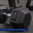 Scratch and Dent, Single 65 lb Black Rubber Coated Hex Dumbbell