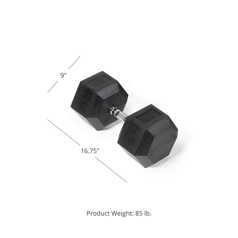 Scratch and Dent - Single 85 lb Black Rubber Coated Hex Dumbbell - FINAL SALE