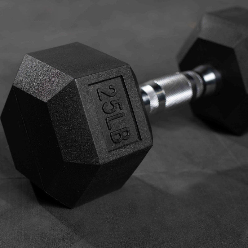 5 LB - 50 LB Pairs Rubber Hex Dumbbells