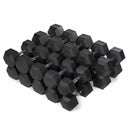 55 LB - 100 LB Pairs Rubber Hex Dumbbells