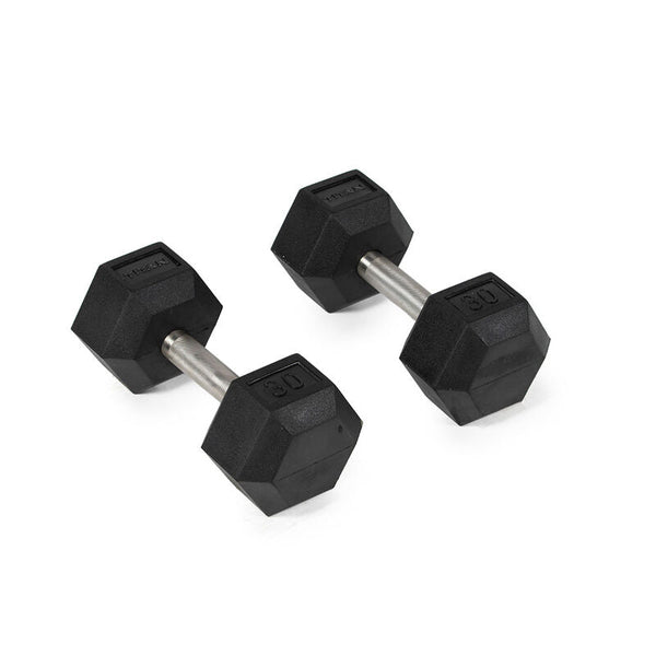 30 LB Straight Stainless Steel Hex Dumbbells