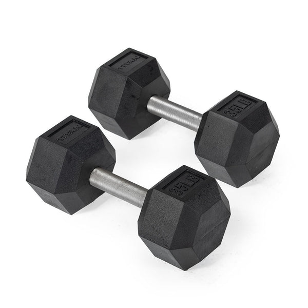 35 LB Straight Stainless Steel Hex Dumbbells