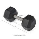 35 LB Straight Stainless Steel Hex Dumbbells