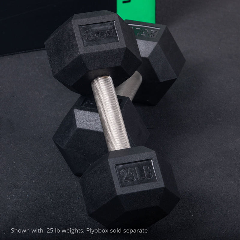 35 LB Straight Stainless Steel Hex Dumbbells