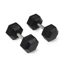 50 LB Straight Stainless Steel Hex Dumbbells