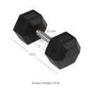 50 LB Straight Stainless Steel Hex Dumbbells