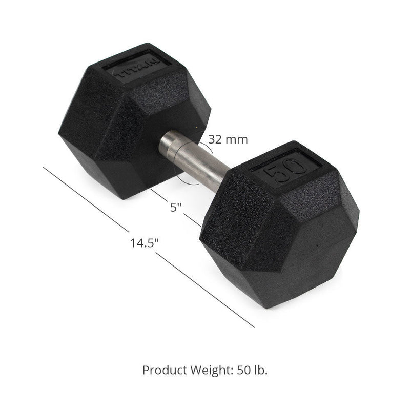 Scratch and Dent, 50 LB Straight Stainless Steel Hex Dumbbell