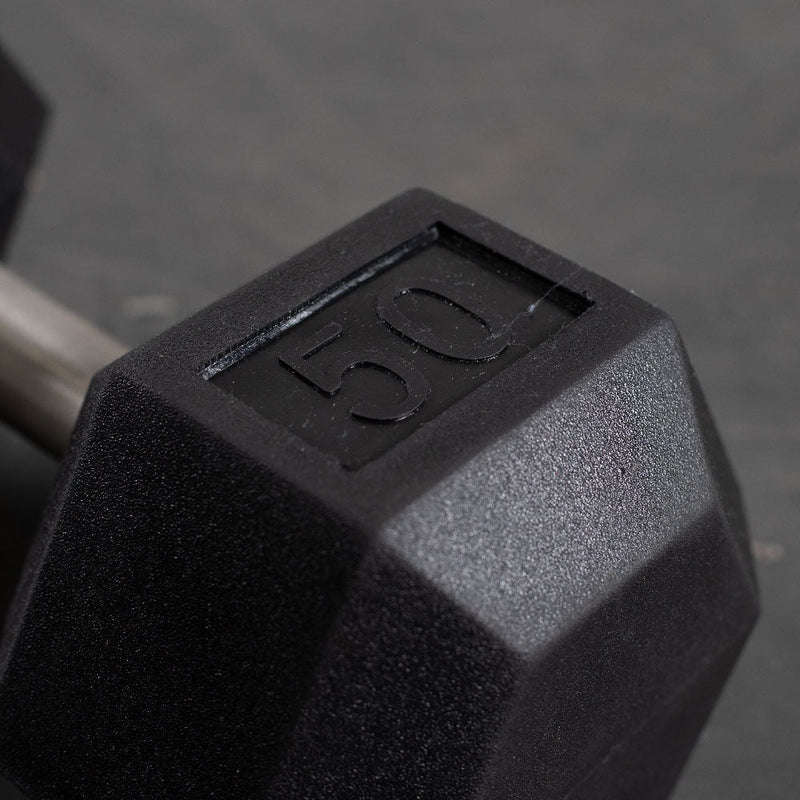 50 LB Straight Stainless Steel Hex Dumbbells