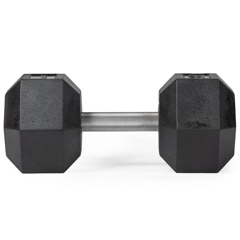 55 LB Straight Stainless Steel Hex Dumbbells