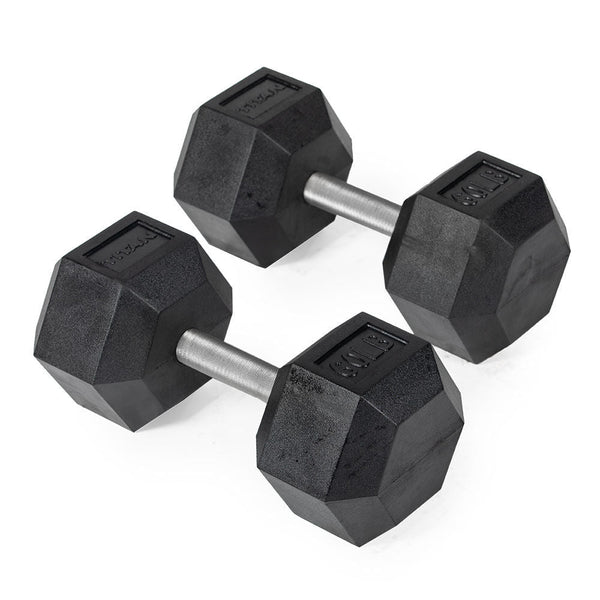 60 LB Straight Stainless Steel Hex Dumbbells