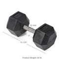 60 LB Straight Stainless Steel Hex Dumbbells