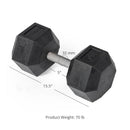 70 LB Straight Stainless Steel Hex Dumbbells