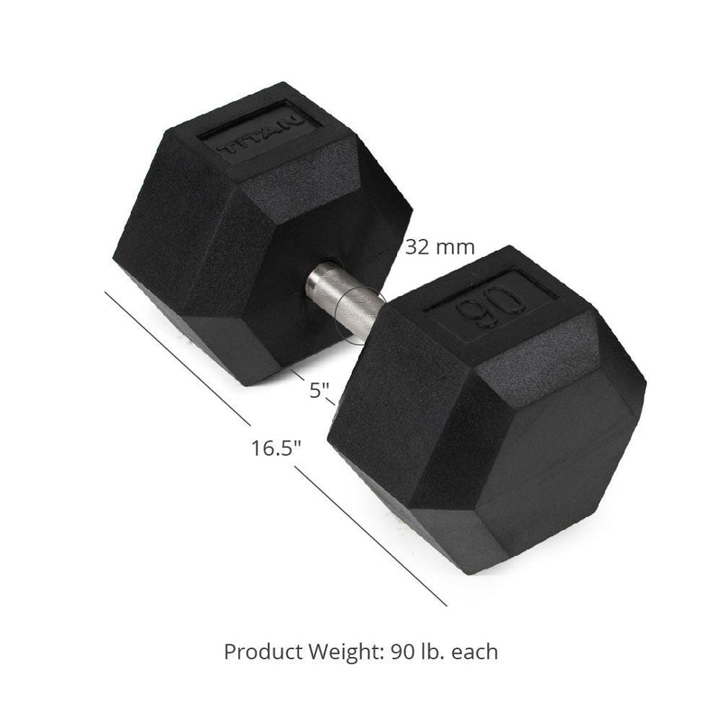 Scratch and Dent - 90 LB Straight Stainless Steel Hex Dumbbell - Single - FINAL SALE