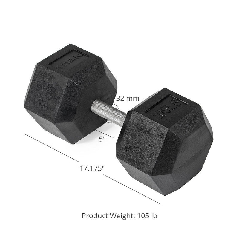 105 LB Straight Stainless Steel Hex Dumbbells