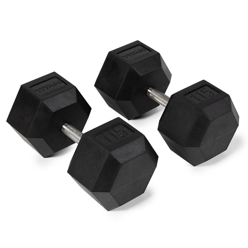 115 LB Straight Stainless Steel Hex Dumbbells