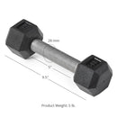 Scratch and Dent, 5 LB Straight Stainless Steel Hex Dumbbells