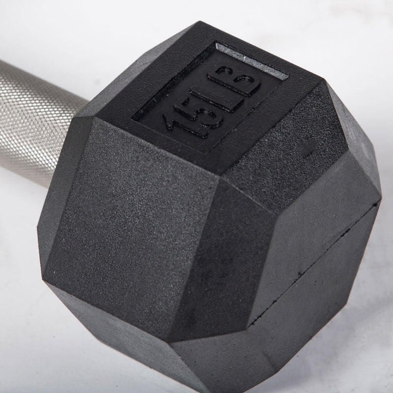 Scratch and Dent, 15 LB Straight Stainless Steel Hex Dumbbells