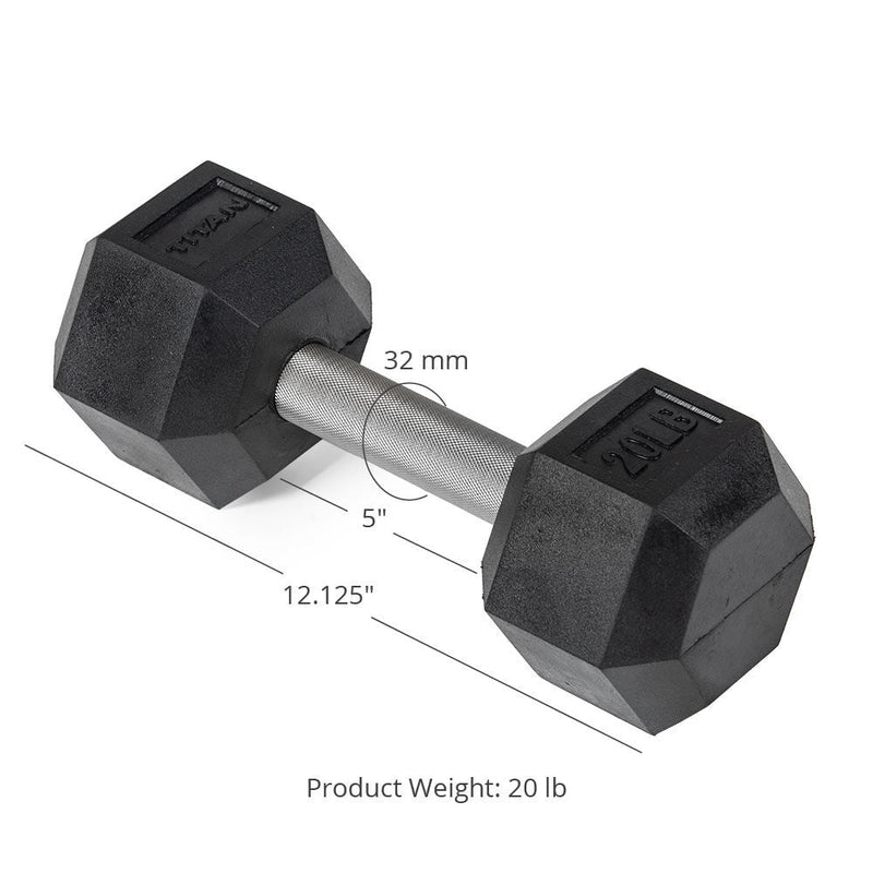 20 LB Straight Stainless Steel Hex Dumbbells