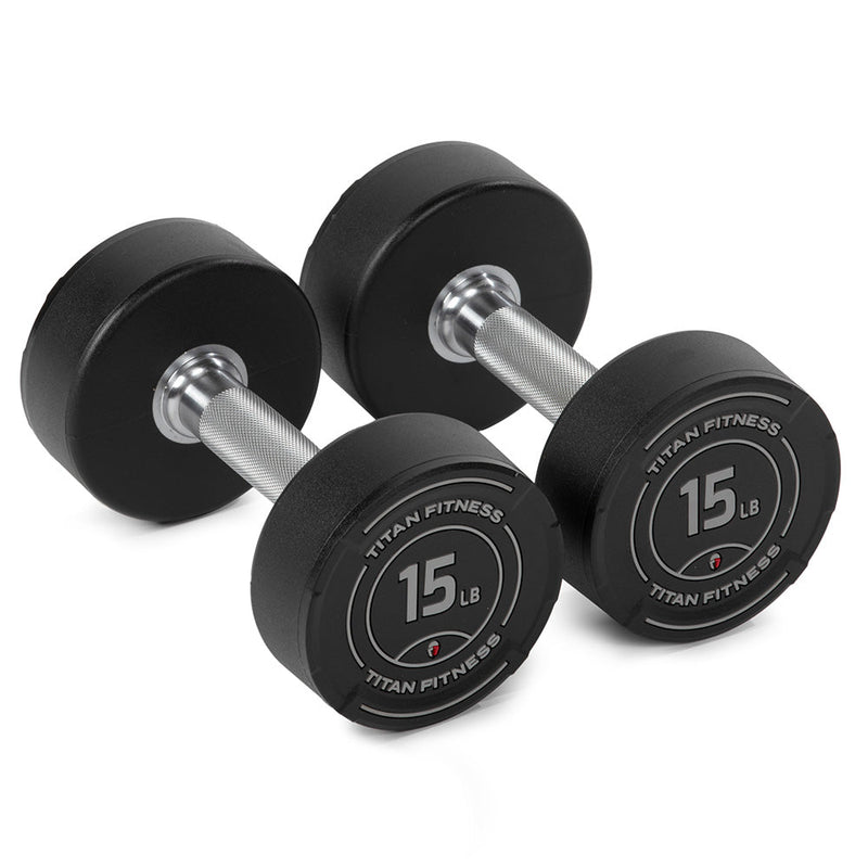 15 LB Pair Round Urethane Dumbbells