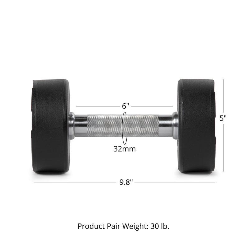 15 LB Pair Round Urethane Dumbbells