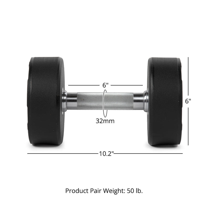 25 LB Pair Round Urethane Dumbbells