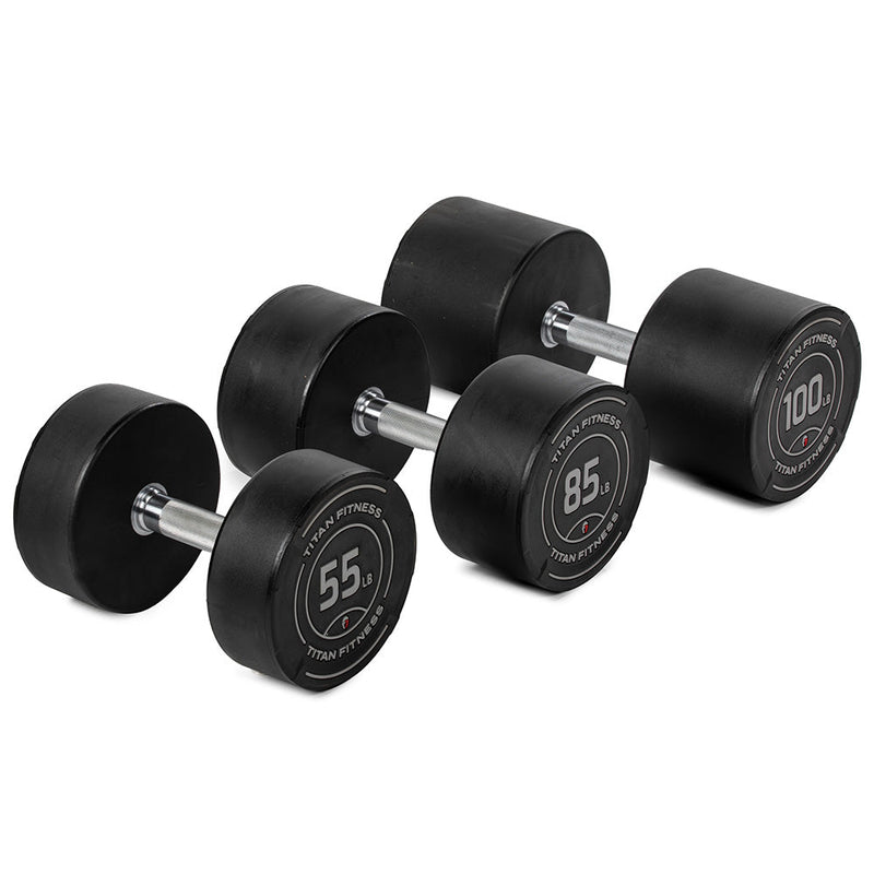 55 LB - 100 LB Set Round Urethane Dumbbells