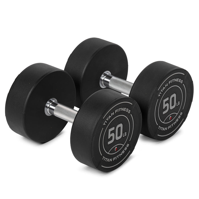 50 LB Pair Round Urethane Dumbbells