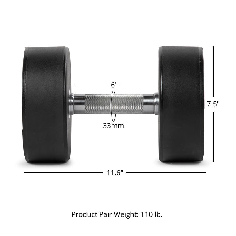 55 LB Pair Round Urethane Dumbbells