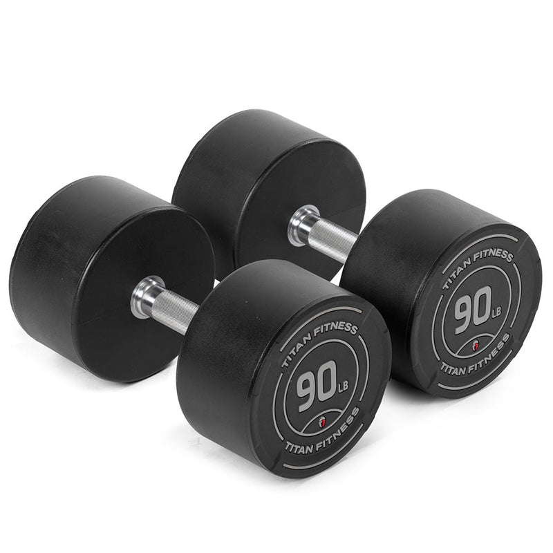 90 LB Pair Round Urethane Dumbbells