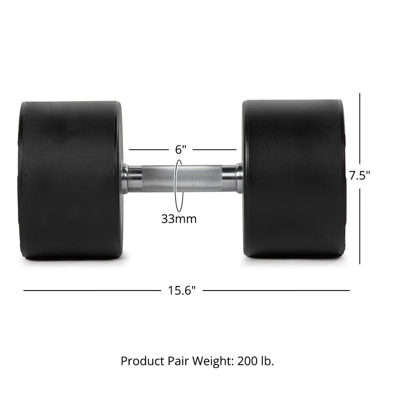 100 LB Pair Round Urethane Dumbbells