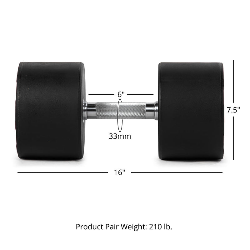 105 LB Pair Round Urethane Dumbbells