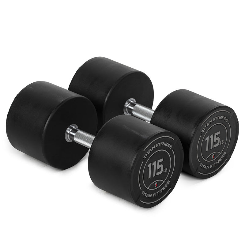 115 LB Pair Round Urethane Dumbbells