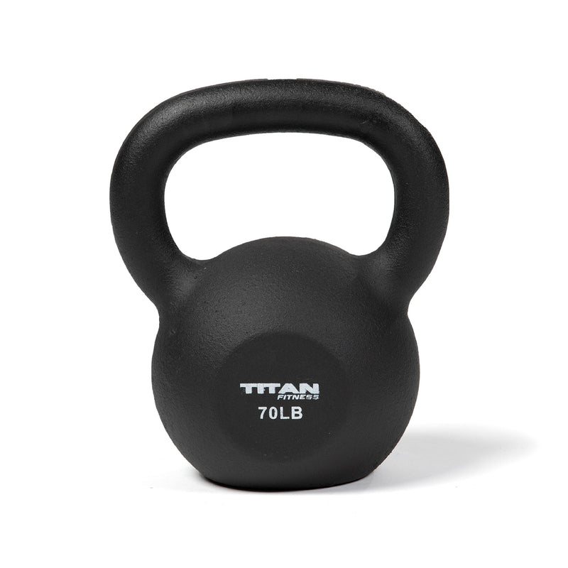 Scratch and Dent - Cast Iron Kettlebell Weight 70 lb Natural Solid Titan Fitness Workout Swing - FINAL SALE