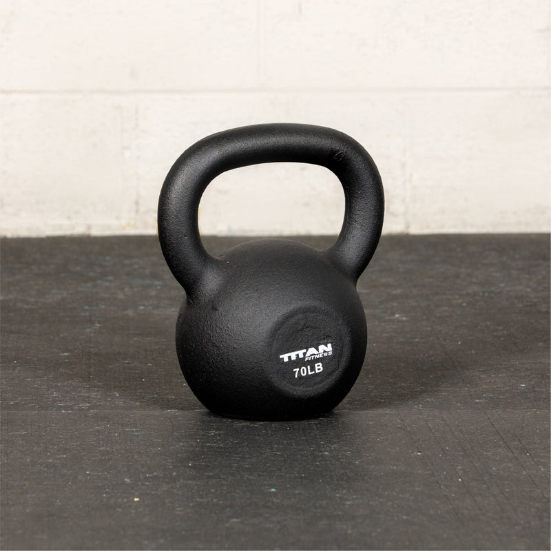 Scratch and Dent - Cast Iron Kettlebell Weight 70 lb Natural Solid Titan Fitness Workout Swing - FINAL SALE