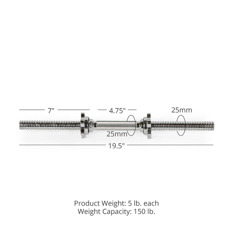 Adjustable 19.5" Thread Dumbbell Handles